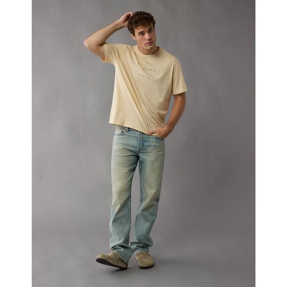 American Eagle AE Mens Citron/Cream Logo Graphic T-Shirt/Tee | NEW/NWT!! - Picture 5 of 13